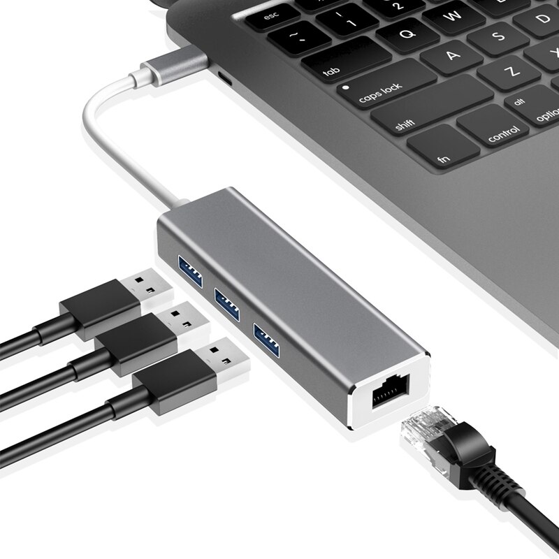 USB C HUB Gigabit Ethernet Rj45 Lan Adapter USB Type C to USB 3.0 HUB 10/100/1000 Network Card for ChromeBook