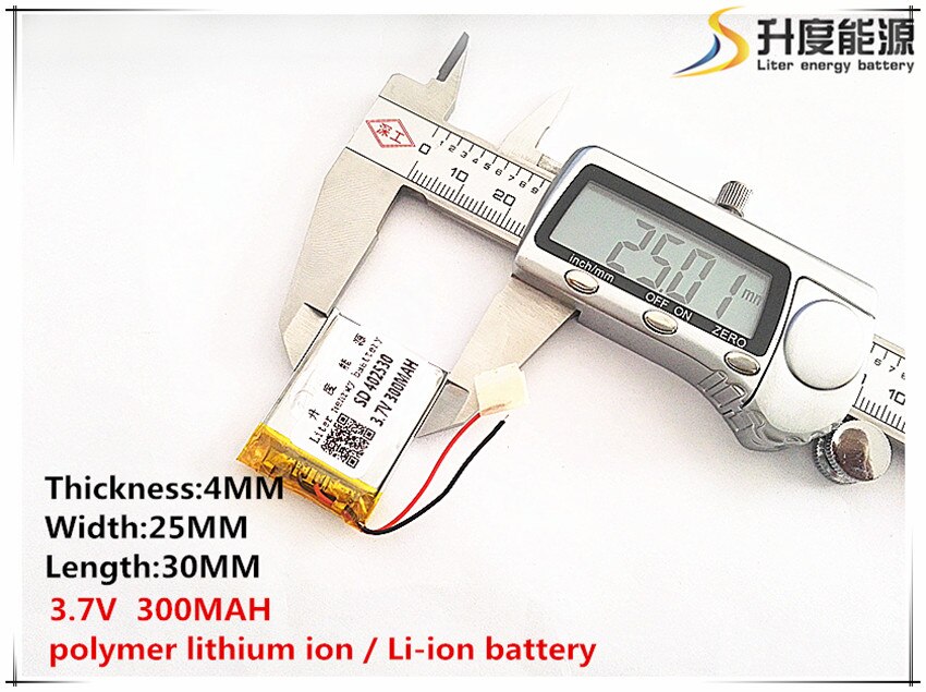 [SD] 402530 3.7V,300mAH,[352530] Polymer lithium ion / Li-ion battery for TOY,POWER BANK,GPS,mp3,mp4,cell phone,speaker