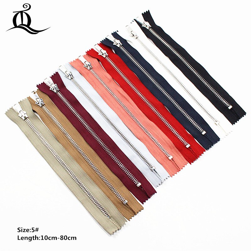 Close-End10cm-80cm 5# 10pcs Metal Zipper for Sewing zip Garment Accessories Jeans Zippers Cremalleras DIY tools zipper