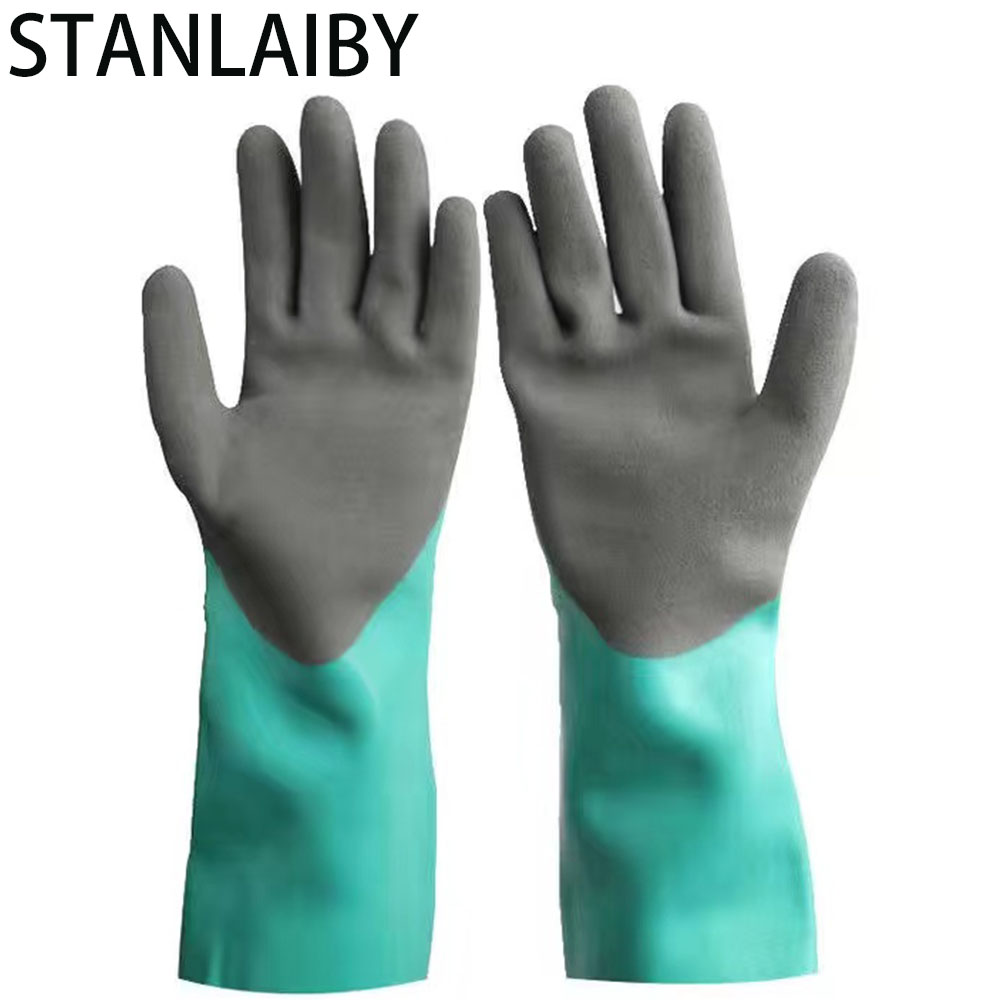 Herbruikbare Zware Veiligheid Werkhandschoenen, Zuur, Arbeid Bescherming Slijtvaste, anti-Slip En Anti Snijden Rubber Handschoenen