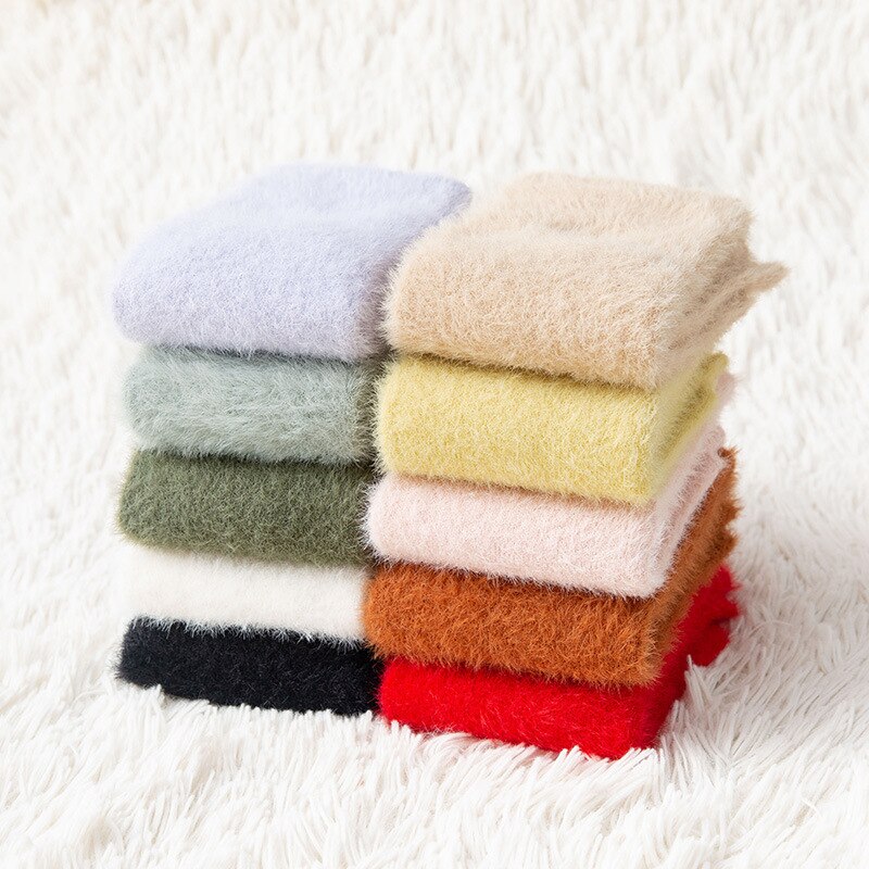 Mulheres meninas grossas cinco dedos meias inverno quente colorido coral velo fofo toe meias macio cozy hosiery chinelos de assoalho feminino