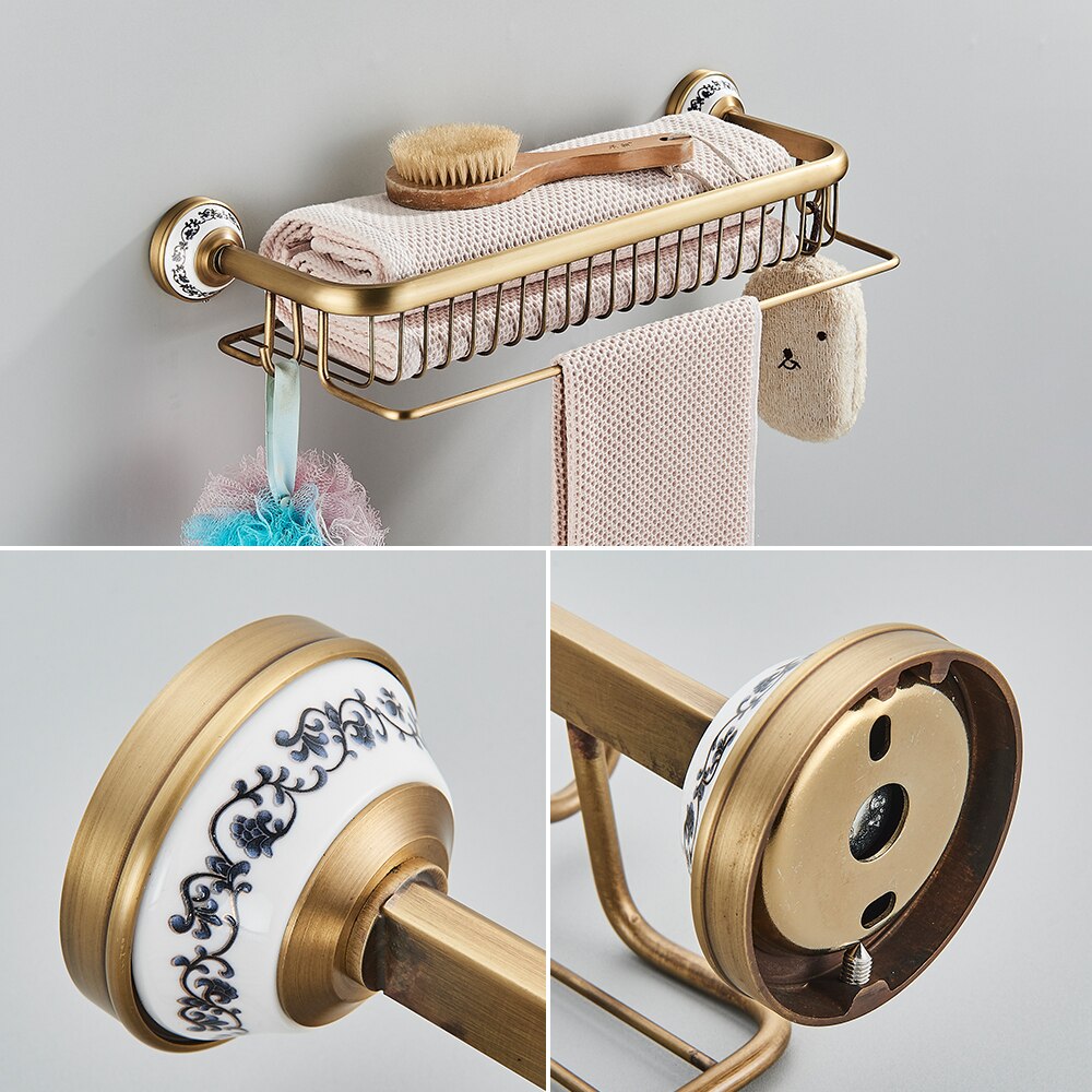 Badezimmerzubehör, antikes Durcheinander, luxuriöser Papierhalter, Toilettenbürstenständer, Warenkorb, Regal, Seifenschale, Handtuchring und Haartrockner