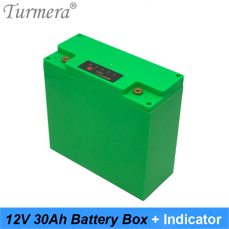 Caja de almacenamiento de batería Turmera 12V 30Ah con indicador de capacidad construir 48 piezas 18650 batería para fuente de alimentación ininterrumpida 12V: Green Box
