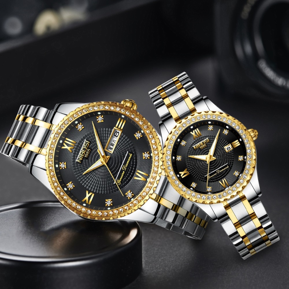 NIBOSI Paar Horloge Heren Horloges Topmerk Luxe Quartz Horloge Vrouwen Klok Dames Jurk Horloge Casual Liefhebbers Horloge