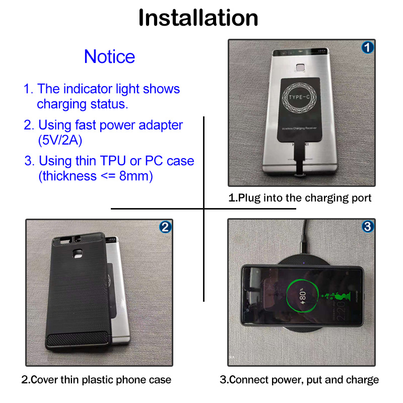 Qi Drahtlose Aufladen Empfänger für Xiaomi Redmi 8 8A 9 9T 10 Telefon Drahtlose Ladegerät Pad USB Typ-C Ladung Adapter fallen