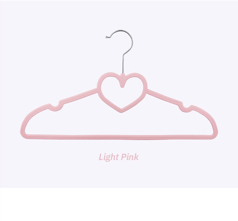 42CM 10/20PCS Cute Hangers Velvet Hangers Heart Clothing Rack Clothes Drying Rack Coat Hanger Hangers for Clothes: Light Pink / 42CM 20PCS