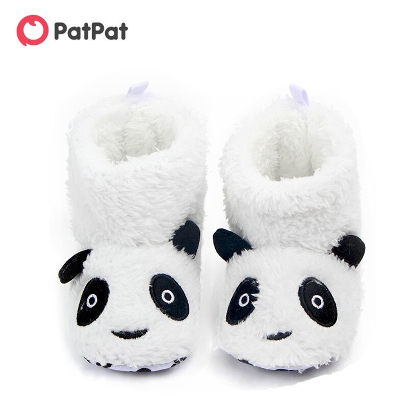Patpat Winter Baby/Peuter Dier Panda Patroon Colorblock Fleece-Voering Fluwelen Prewalker Schoenen Baby Schoenen