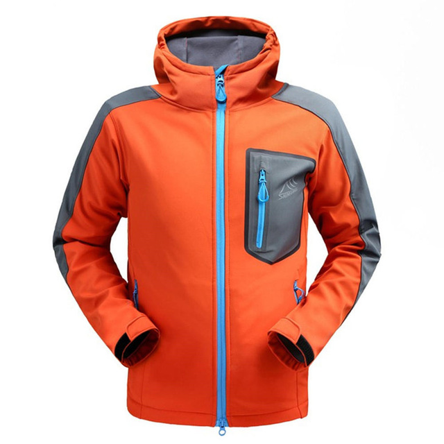 SAENSHING regenjacke herren softshell-jacke Männer Wasserdichte Jacke Wandern Vlies Regen Mantel Angeln Windjacke draussen Camping Wandern Weiche Hülse: Orange / XXL