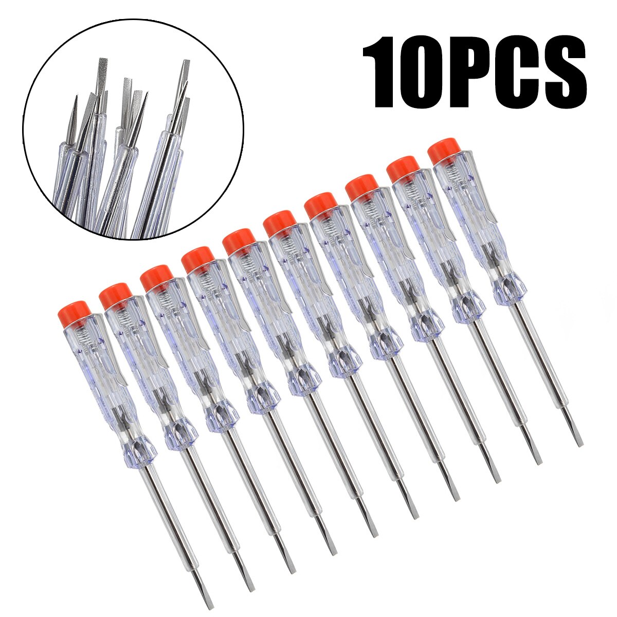 10pcs/set Current Tester 110-250V Phase Electrical Voltage Tester Screwdriver Durable Measurement Analysis Instruments