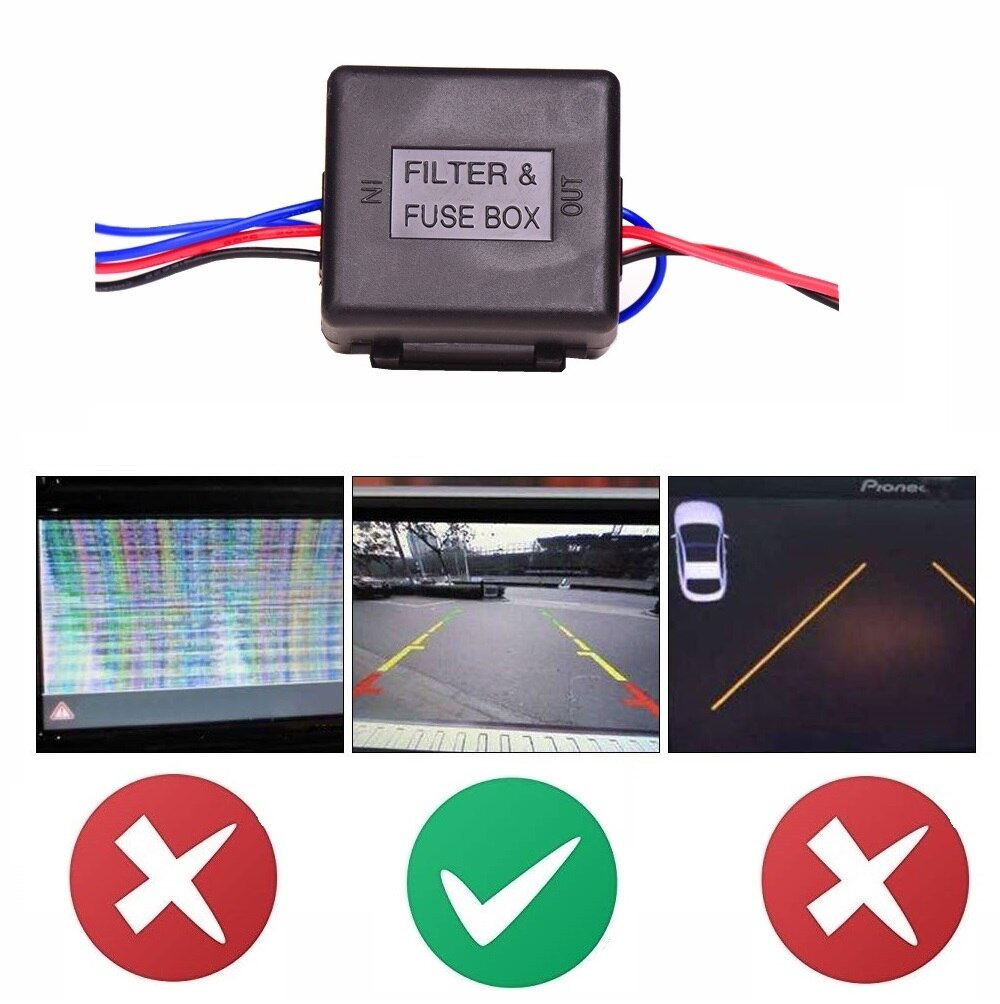 Current interference filter + 12V for reversing camera with clocked current (pulse width modulation)
