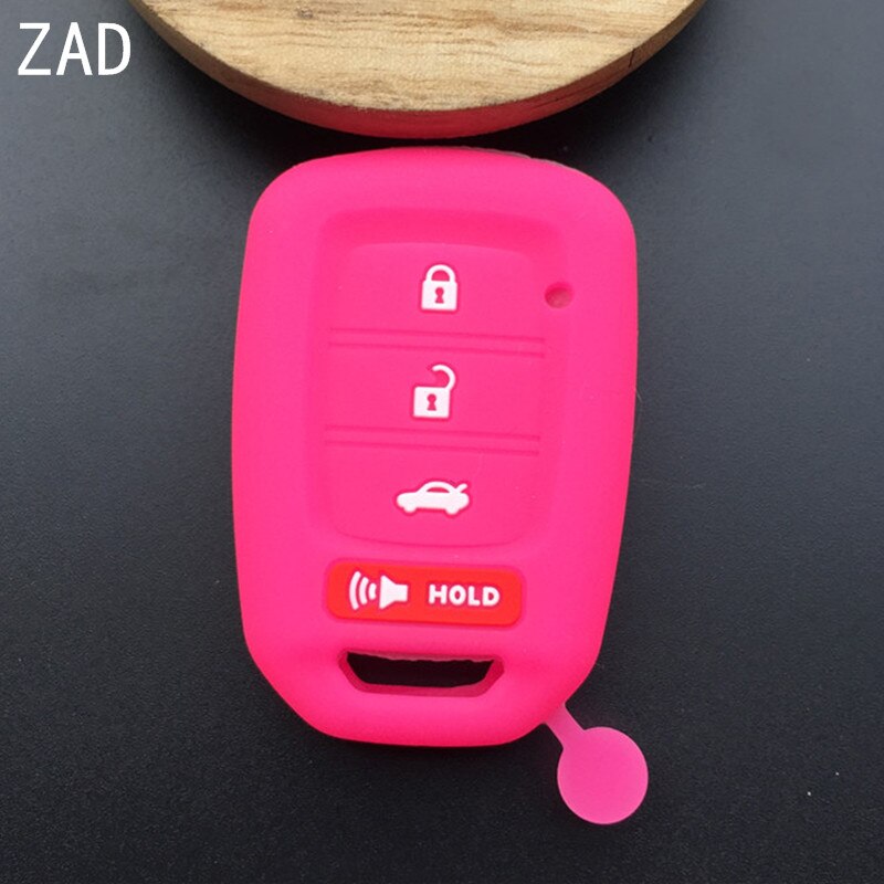 ZAD silicone rubber car key fob cover case shell cap for Honda accord CIVIC CRV jazz HR-V HRV remote key: rose
