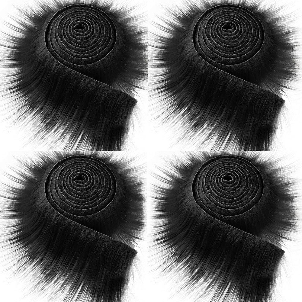 1.5M Faux Fur Lint Tapes Diy Kleding Naaien Pluizige Bekleding Trimmen Stof Woondecoratie Naaien Kostuum Pluche Bont Streep: Black