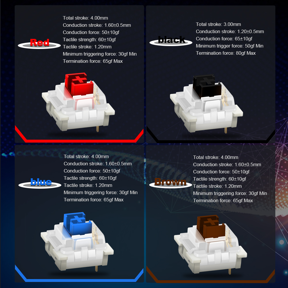 REDRAGON SMD RGB Outemu MX Low Profile Half height 8.0 switch 3Pin Clicky Linear Tactile silent Mechanical keyboard red Switche