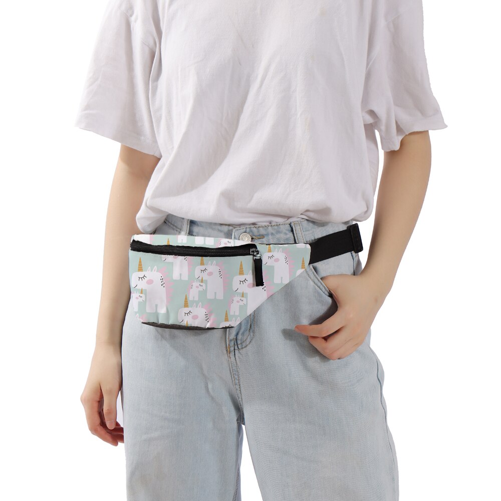 Deanfun-riñonera con estampado 3D de unicornio, Blanca, para mujer, D18014