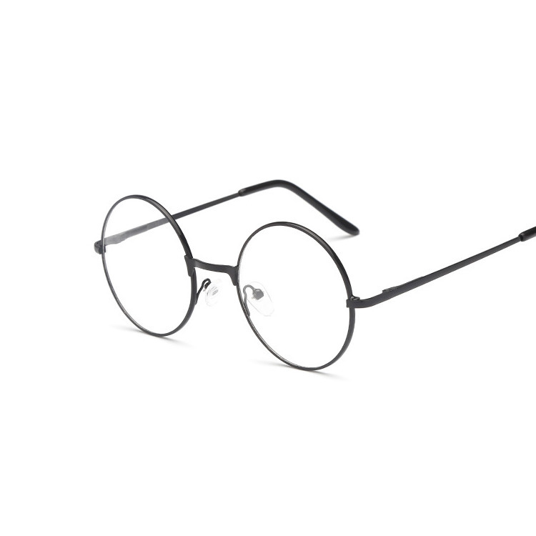 Black Retro Women Glasses Frame Eyeglasses Frame Vintage Round Clear Lens Transparent Sun Glasses Frame Women: Black