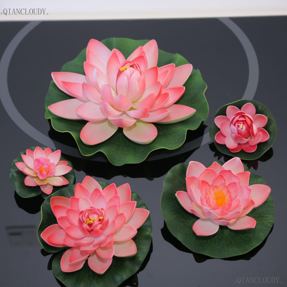Kunstmatige Roze Lotus Bladeren bloemen Waterlelie Drijvende Zwembad vijver bloemen waterdichte huis tuin Planten Bruiloft decoratie D24