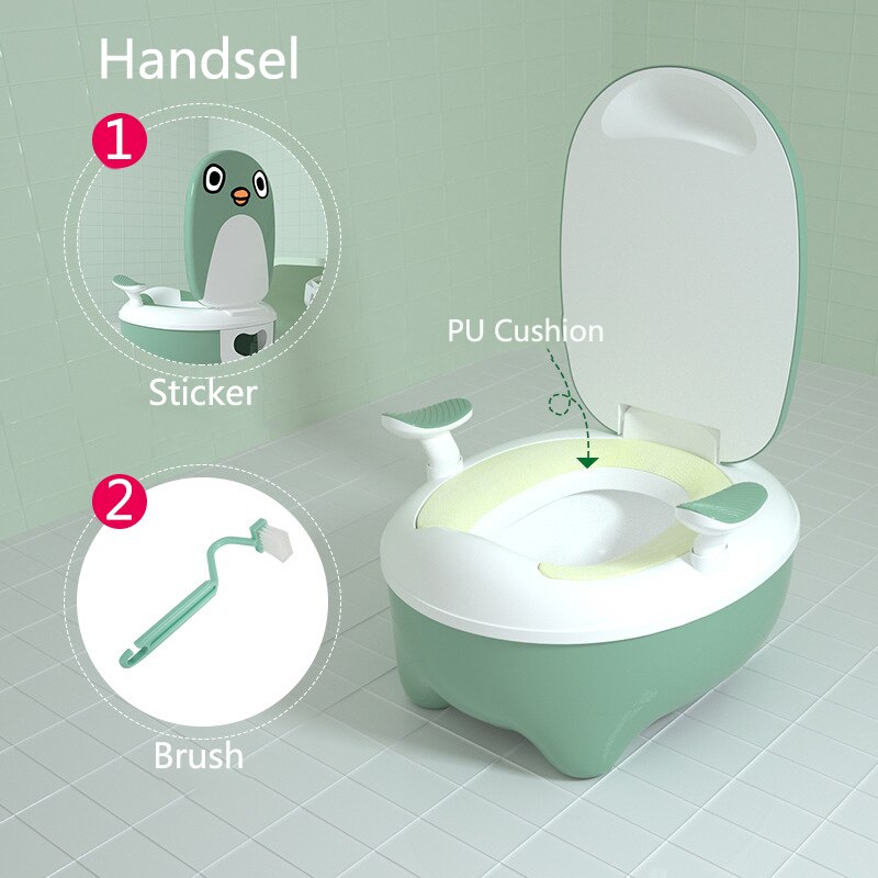 Baby binnentoilet voor kinderen potje baby urinoir kindertoiletbril potje toiletbril draagbaar toilet zindelijkheidstraining urinoir: Groen (pu kussen)