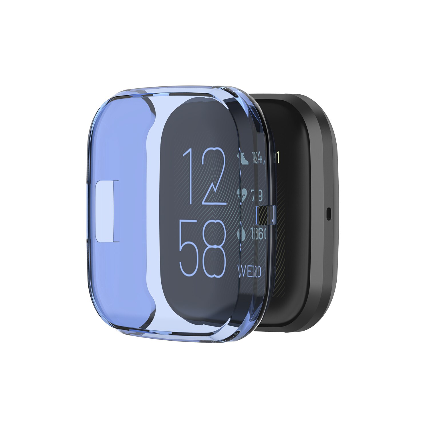 Voor Fitbit Versa 2 Ultra-Dunne Zachte Volledige Dekking Tpu Protector Case Cover Voor Fitbit Versa 2 Band Smart horloge Beschermende Shell: Blue