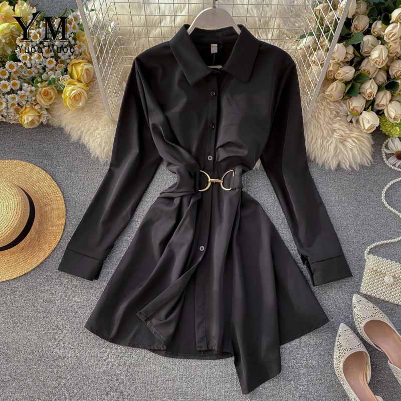 YuooMuoo Chic Turn-down Collar Shirt Dress Women S... – Grandado