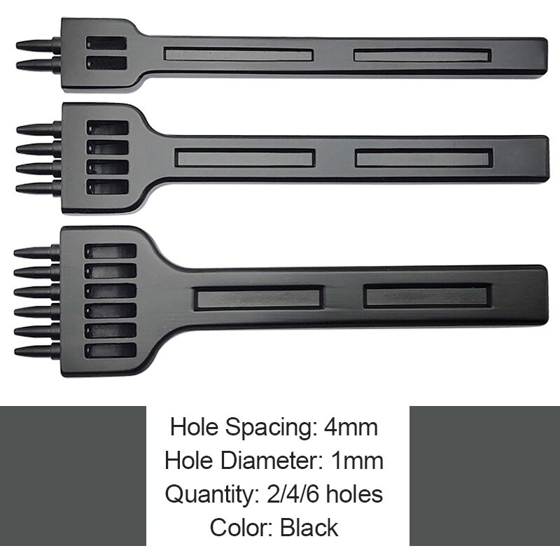 Profession Leather Hole Punch Tools Set Cutting Stitch for Wallet Belt DIY Die Chisel Kit Leathercraft, 4mm Spacing 1mm Diameter: 4mm Black 1 Set