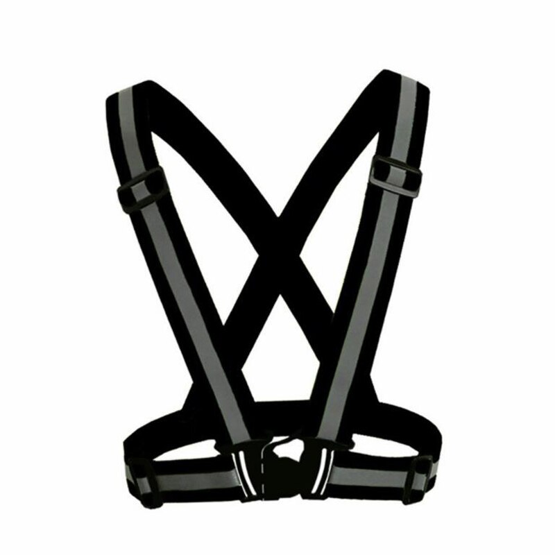 Correa reflectante para correr de noche, chaleco reflectante de alta visibilidad, suministros de seguridad deportiva para hombre y mujer: black