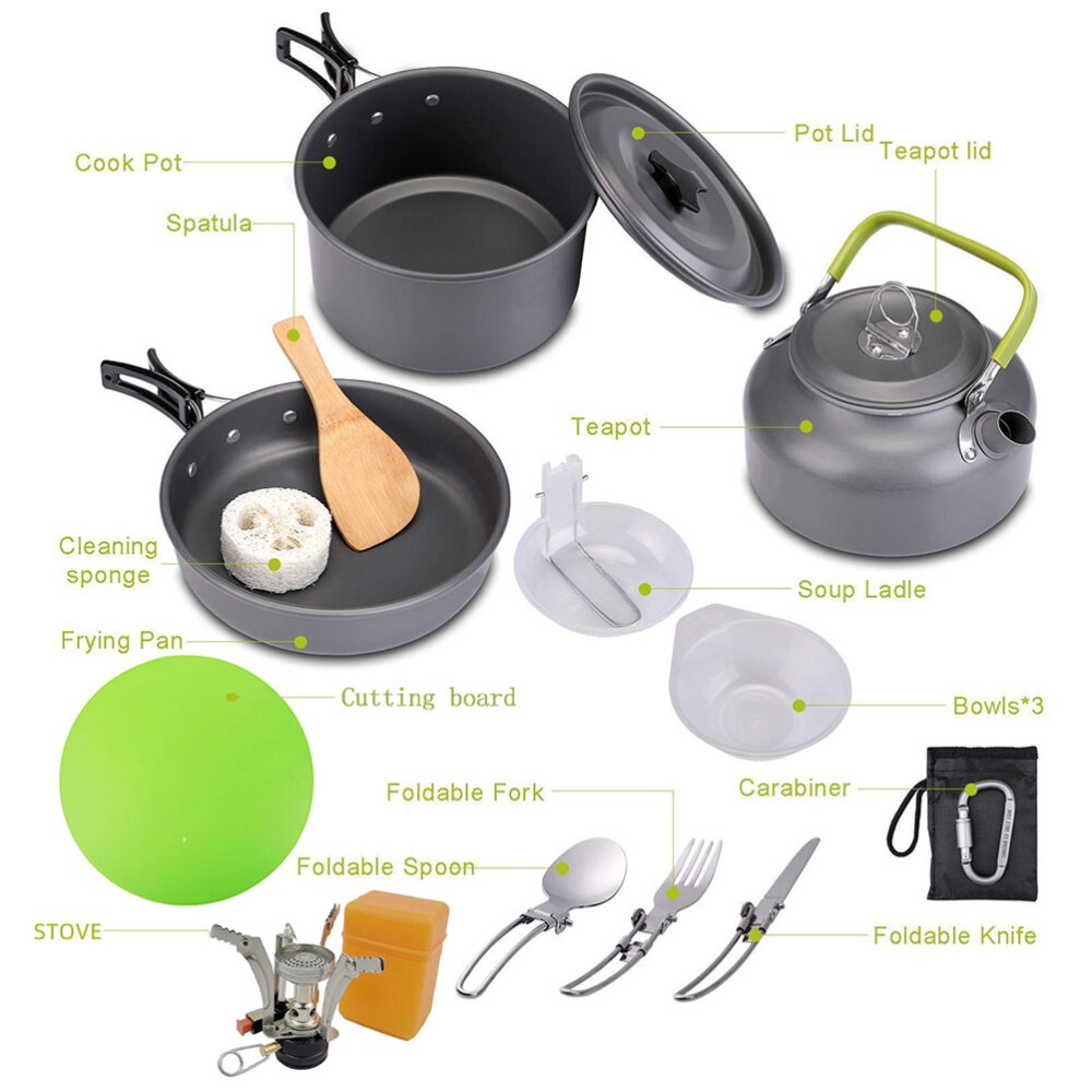 1 Set Practical Cooking Pot Aluminium Alloy Cooking Utensil Folding Cookware