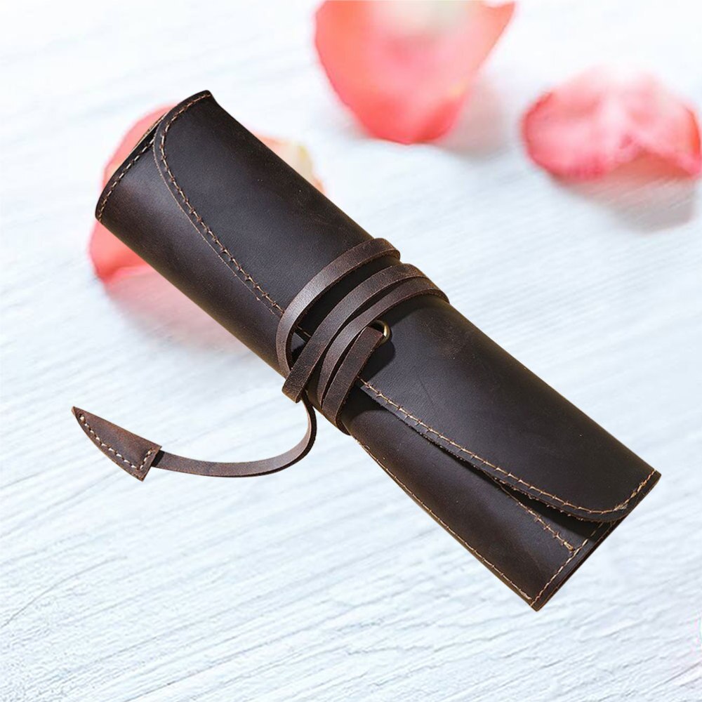 Leren Pennen Etui Houder - Vintage Retro Rolmodel - Voor Rollerball, Vulpen, Balpen