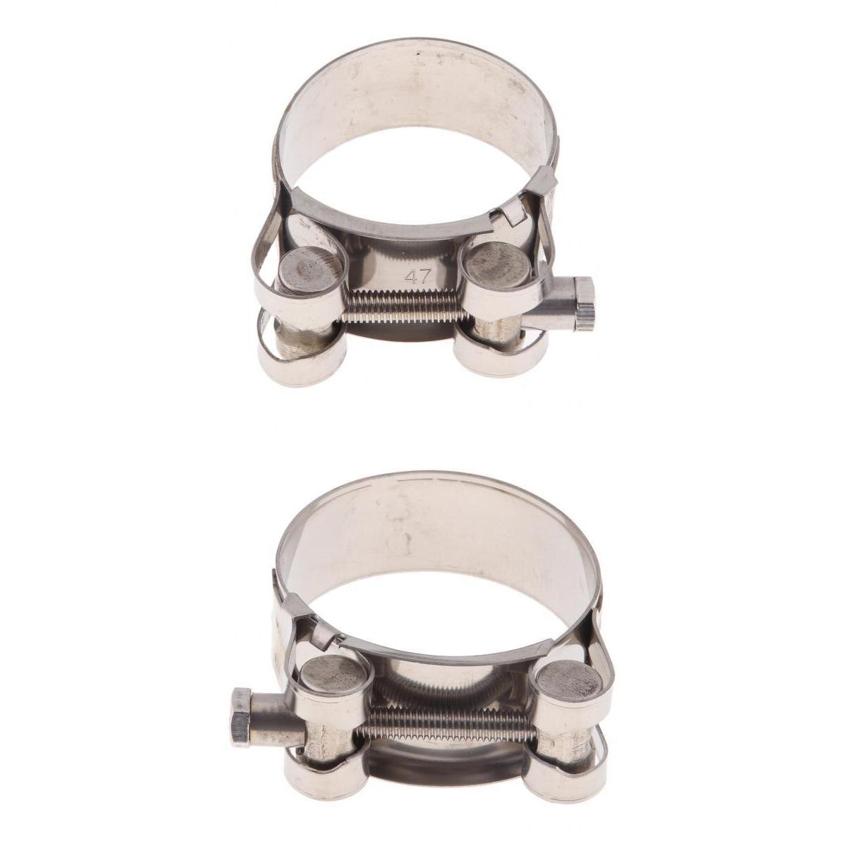 2x 44-47/48-51mm Stainless Steel Exhaust Silencer Link Pipe Hose Clamp Clips