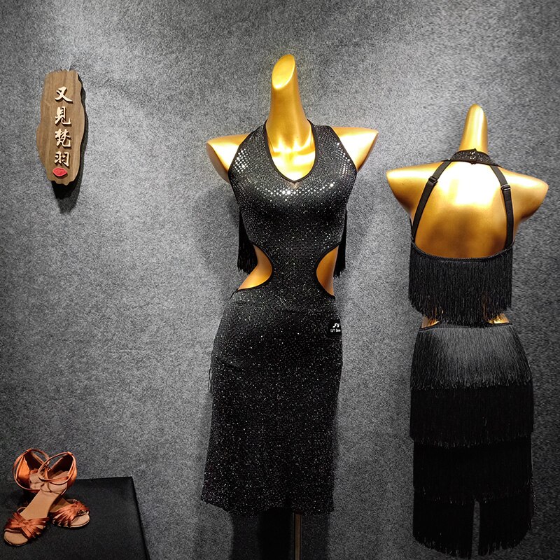 tassel backless latin dance dresses for salsa dress dance clothing tango dress dance wear salsa dance costumes latin dress