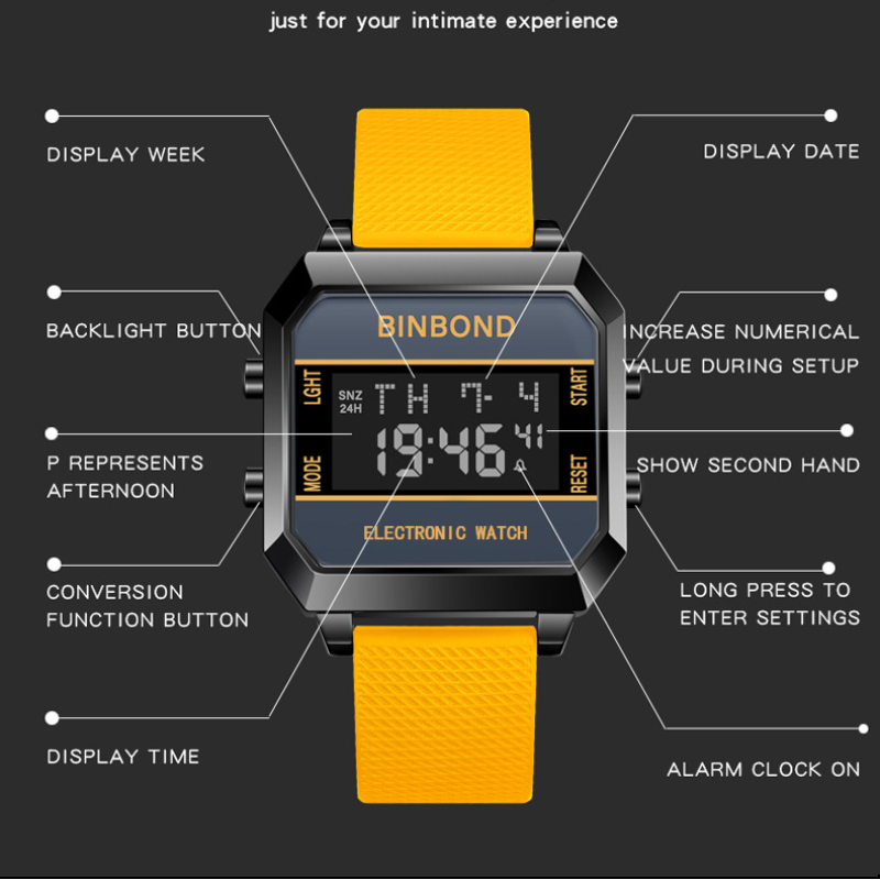 Outdoor Sport Electronic Watch Men Multifunction Watches Alarm Clock Chrono Waterproof LED Digital Double Time Watch