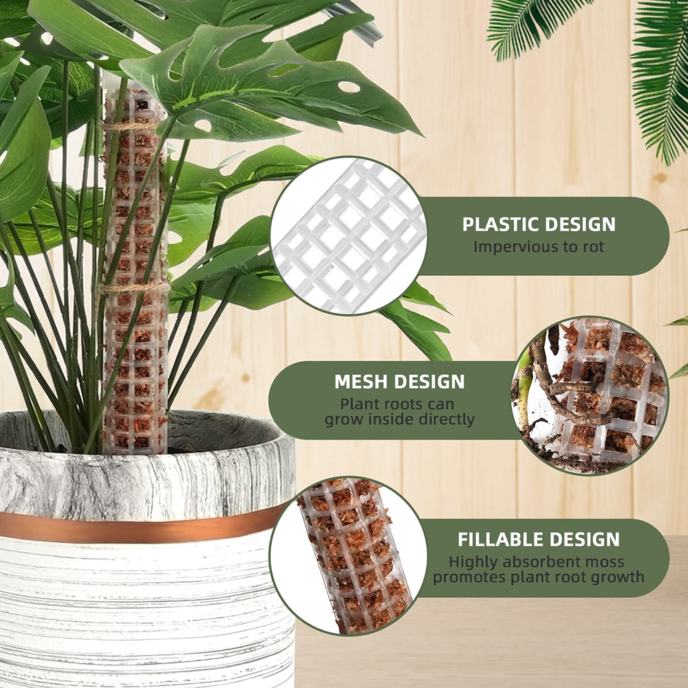 Palo de escalada para plantas, soporte de plantas, Marco enrejado, columna de musgo Sphagnum de agua, poste para vides de flores en maceta, extensión de escalada