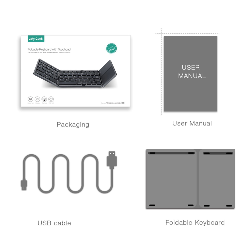 Neue Falten Bluetooth Mini Tastatur Drahtlose Tastatur mit Touchpad für Fenster,Android,ios Tablette Ipad Telefon