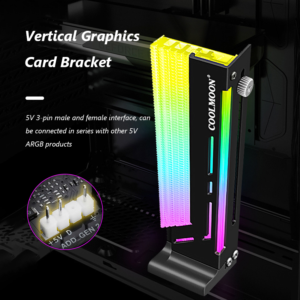 Coolmon Cm-Gh2 Vertical Gpu Bracket Cooling Supports Colorful 5v a-Rgb Bracket Computer Graphics Card Bracket Gpu Bracket
