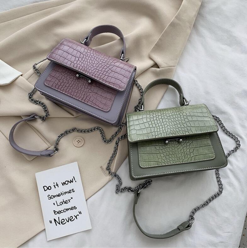 Krokodillemønster lille mulepose vintage pu læder håndtaske til kvinder kæde skulder messenger taske