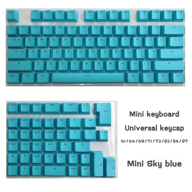 PBT Translucent Backlight Keycaps 118 Keys Mechanical Keyboard Key Cap Double Shot Key Cap For Mini keyboard Cherry MX: Sky blue