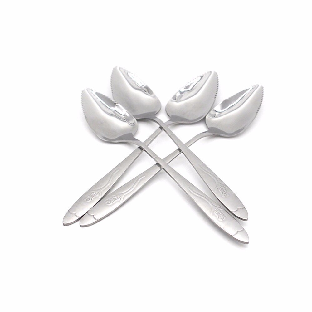 Stainless Steel Grapefruit Spoon Long Handle Serrated Edge Fruit spoon Kitchen Dessert Spoon