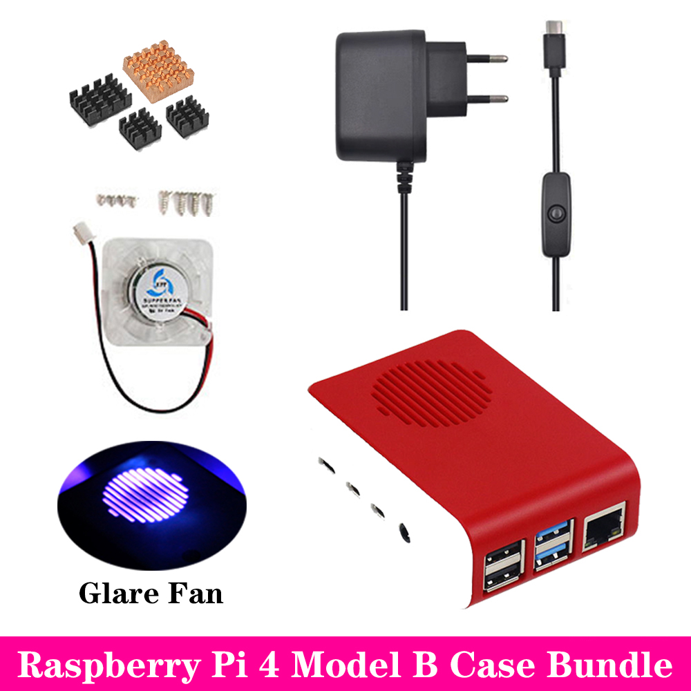 Raspberry Pi 4 Case ABS Case Box Behuizing Shell met Glare Koelventilator Aluminium Koellichaam voor Raspberry Pi 4 model B Pi 4B Pi4