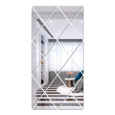 16/32pcs DIY 3D Mirror Wall Stickers Diamonds Triangles Acrylic Wall Mirror Stickers for Kids Room Living Room Home Decoration: Silver / 50x100cm 32pcs