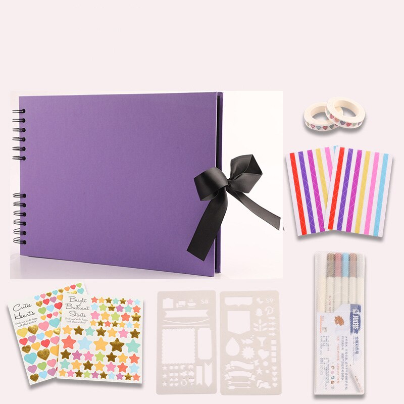 40 Sheets Photo Album Scrapbooking Memory Book Paper Wedding Blank Kraft Scrapbook Home Decor: Purple 29x21.5cm
