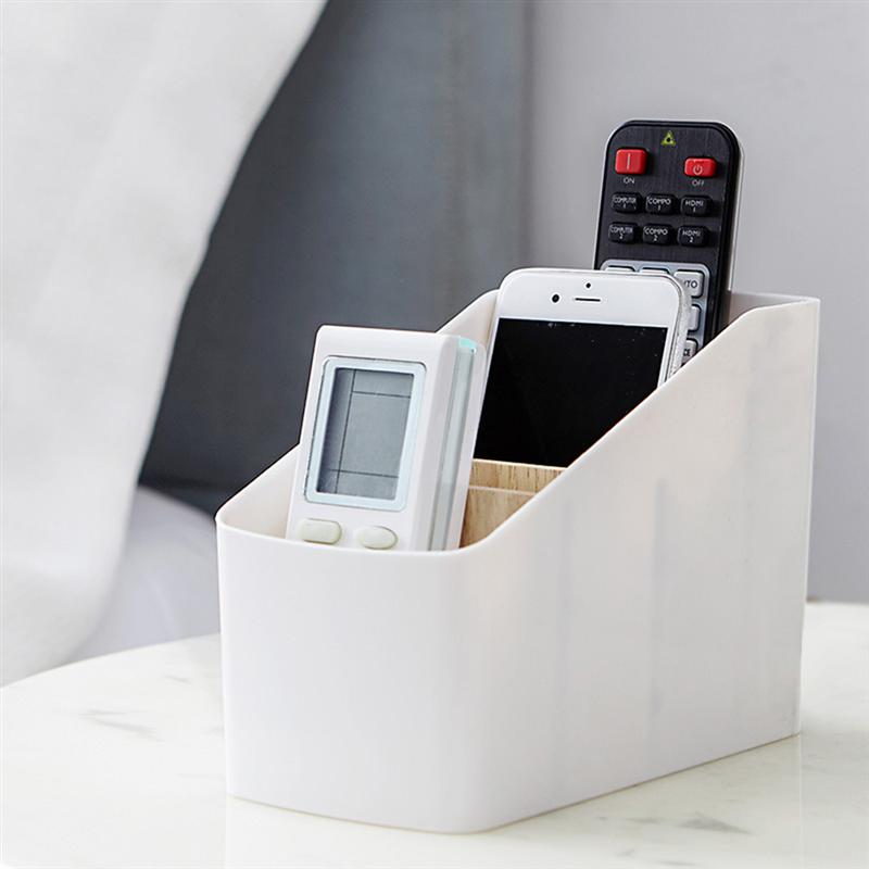 1PC Wood And Plastic Desktop Storage Basket Multi-Compartment Storage Box Remote Control Organizer For Home Office