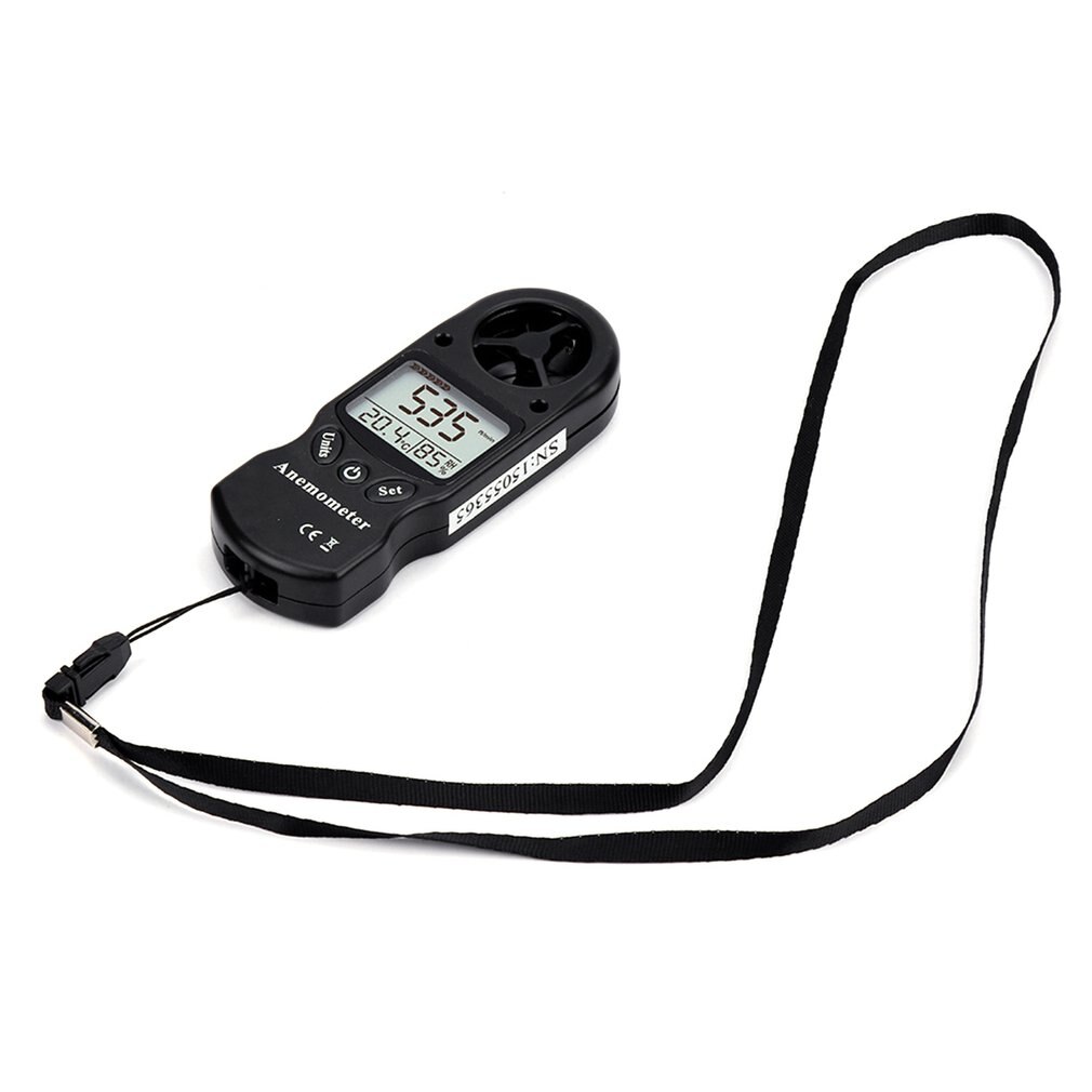 Mini Anemómetro Digital multiuso, anemómetro LCD TL-300 la velocidad y la temperatura del viento, medidor de humedad con higrómetro: Negro