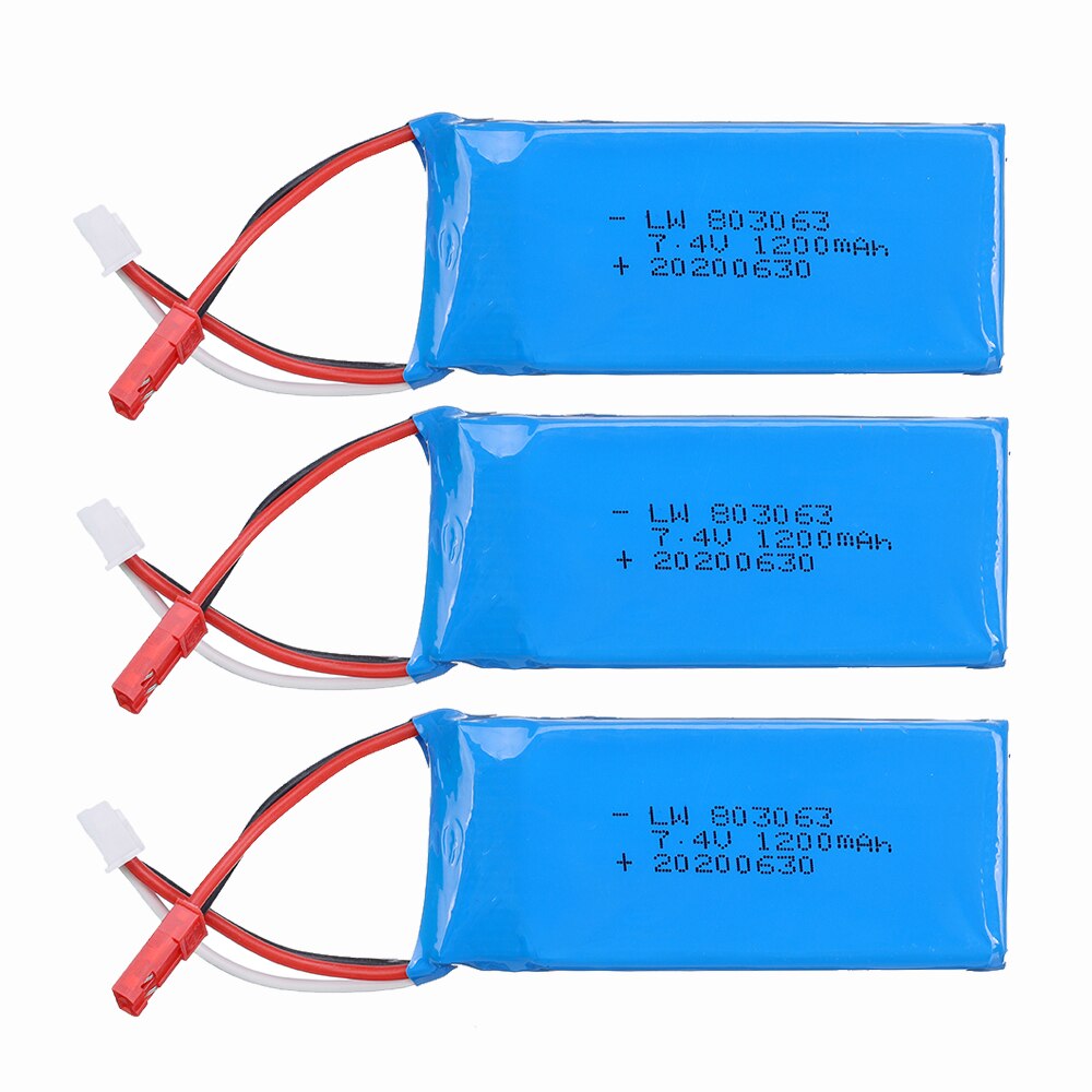 Lipo battery 7.4v 1200mAh 2s 30c JST plug for HC6 RC car V262 V333 V353 V666 V912 V913 rc helicopter 1PCS-5PCS: 3pcs