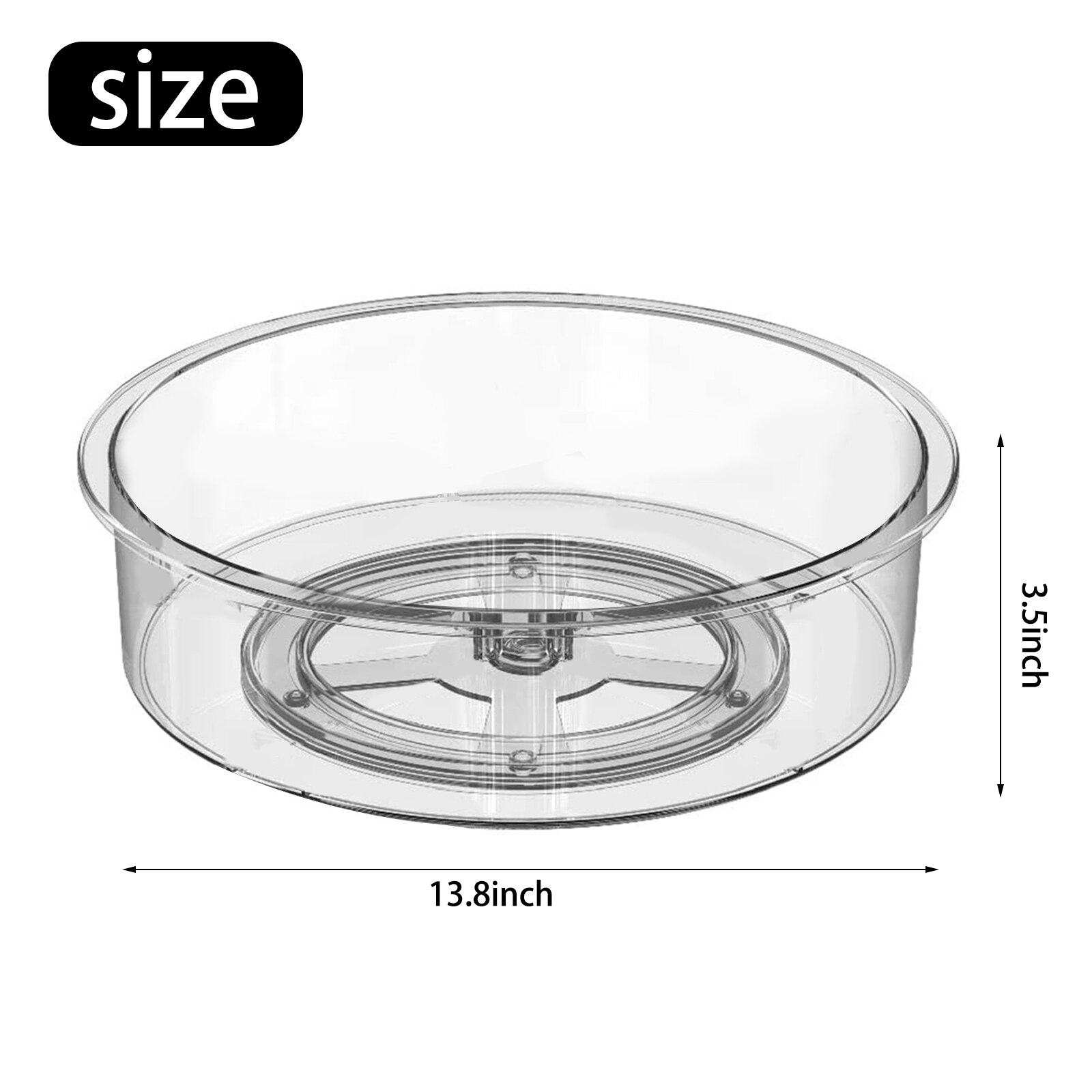 360 Rotation Cabinet Organizer 12 Inch Spice Drink Cosmetic Storage Rack PET Transparent Turntable for Kitchen Bathroom: 02