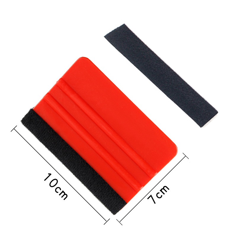 Escurridor de plástico con borde de fieltro, raspador de envoltura de vinilo para coche, herramienta de envoltura de escurridor de fieltro, aplicador de calcomanías, herramienta de alisado de papel tapiz, 1 ud.: Rojo