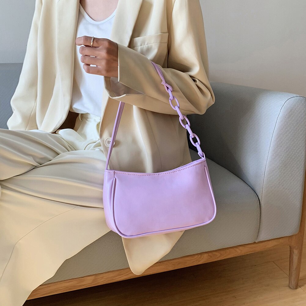 Afslappet pu læder slynge håndtaske pung kvinder kæde skulder crossbody taske populær enkel kvindelig daglig taske retro totes taske