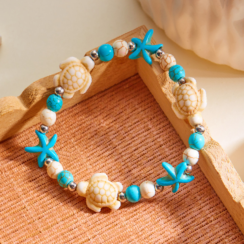 Bohemian Imitation Shell Beads Bracelet For Women Sea Star Turtle Woven Rope Bracelet Handmade Friendship Beach Jewelry
