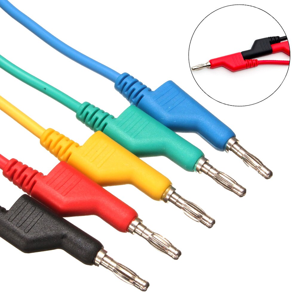5Pcs Test Lijn Silicone banana Plug Alligator Clip Probe Lead Kabel voor Elektrische Laboratorium VS998
