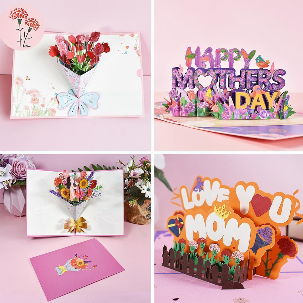 3d Greeting Card For Mother&#39;s Day Flower Pattern Happy Birthday Up Card For Mom K8k6