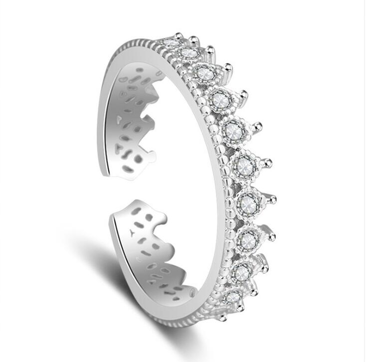 Hoogwaardige Aaa Zirkoon Romeinse Crown Ringen Zilveren Kleur Opening Ringen Voor Vrouwen Valentijnsdag Aanwezig 20mm S-R54