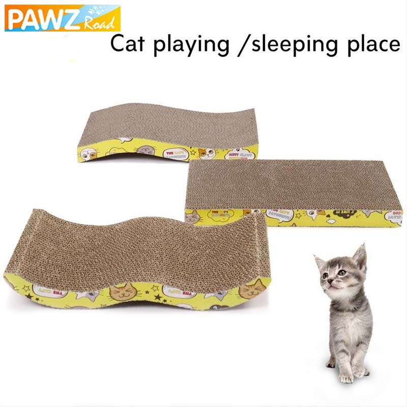 Big-size Cat Scratch Board 4 Shape Cat Toy Double-sided Durable Pet Scratcher Pad Bed Mat with Catnip Toy Claw Care